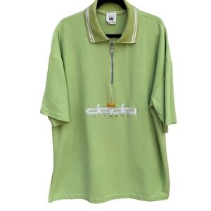Damani Dada Supreme Vintage 90s Streetwear Quarter Zip Polo Shirt Green Mens XL